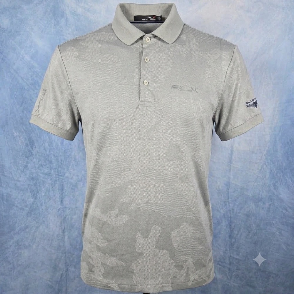 RLX Ralph Lauren Mens Camo Golf Polo Shirt Grey Dallas Athletic Club Medium